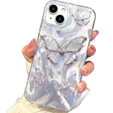 For Iphone 13 Case & Iphone 14 Case Shiny Silver Butterfly Design,Trendy Cute Soft Slim Shockproof Tpu Protective Phone Cases Cover For Women Girls Aesthetic Glitter,Iphone 14/13 6.1"