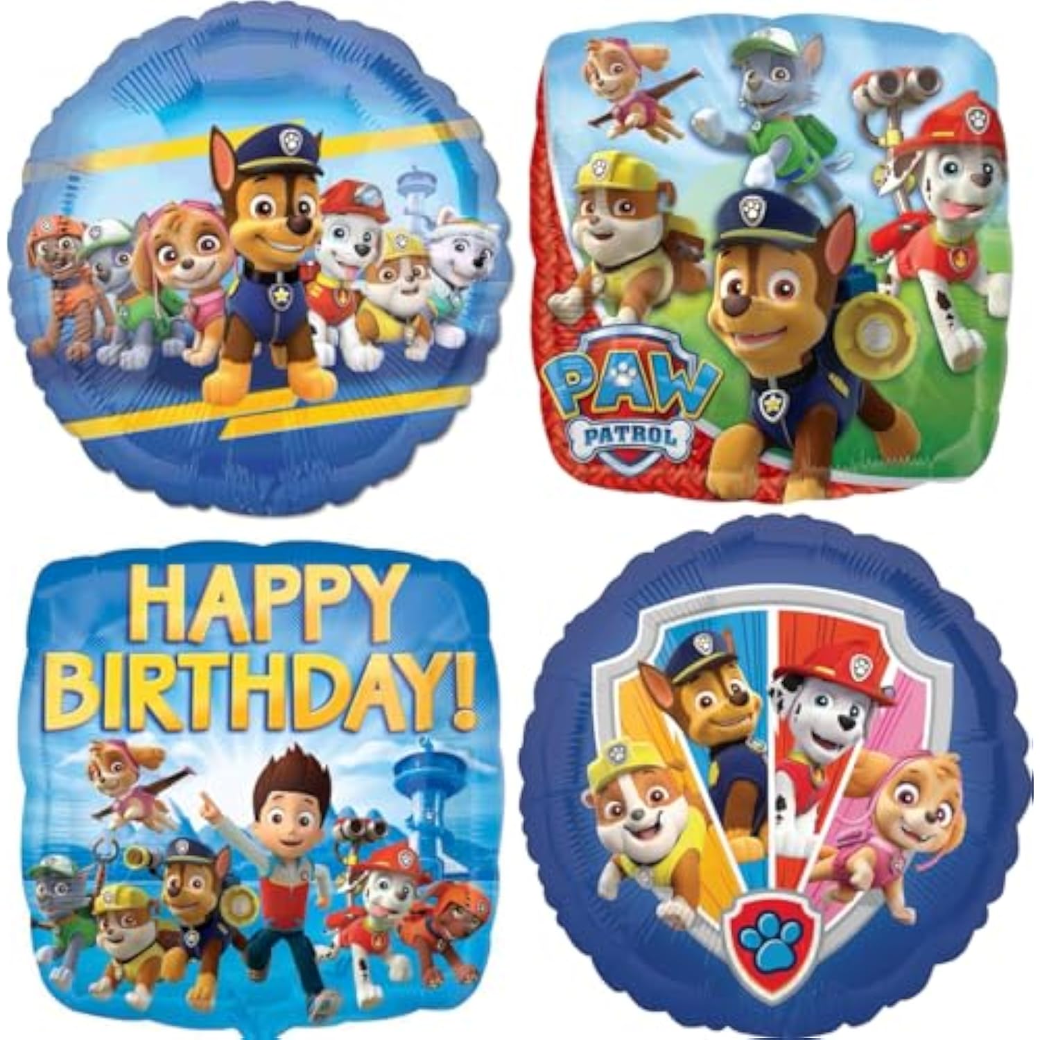Anagram Paw Pups on Patrol 4pc Birthday Foil Balloons Bouquet Decorations