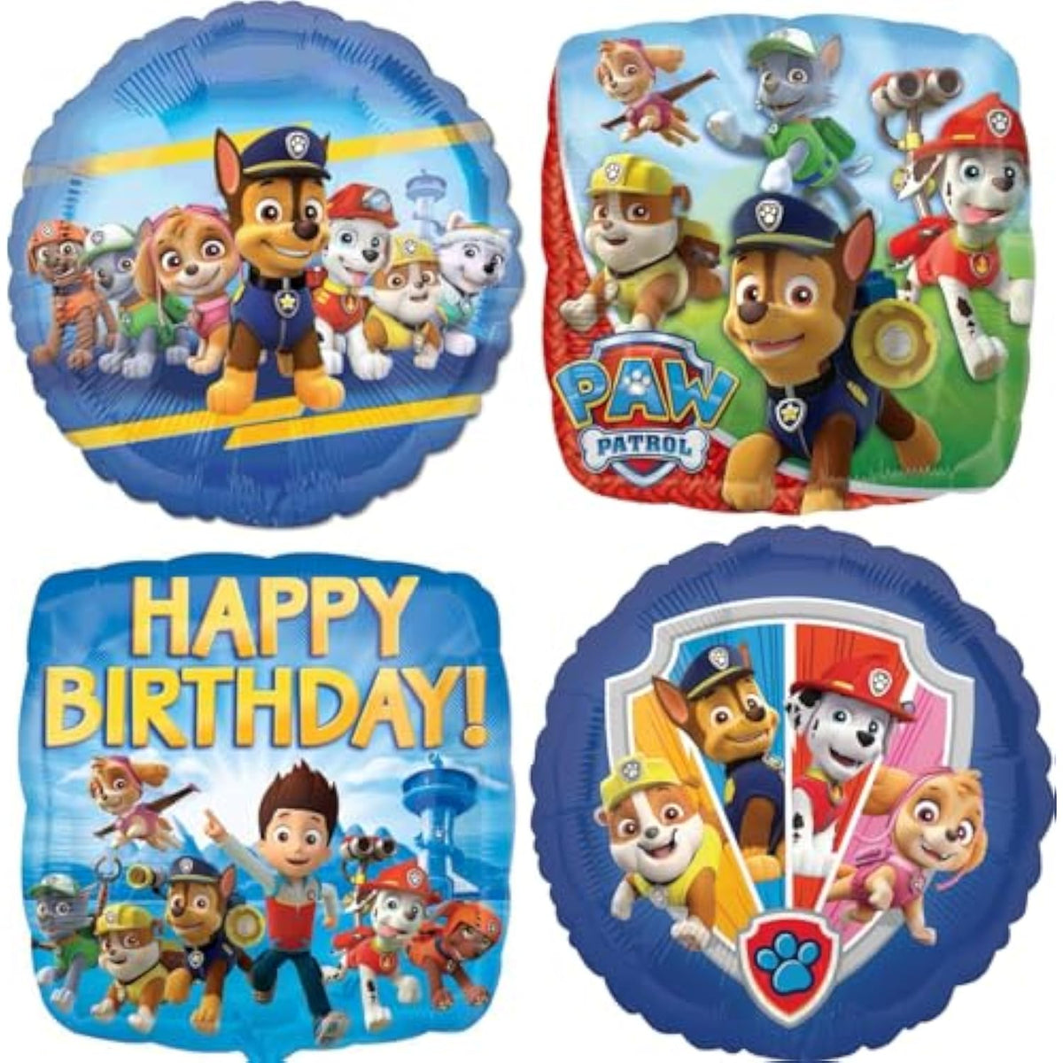 Anagram Paw Pups on Patrol 4pc Birthday Foil Balloons Bouquet Decorations