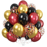 60-Piece Red Black Gold Balloon Set Metallic Confetti Balloons for Party Decor