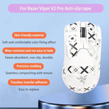 Mouse Grip Tape Full Coverage For Razer Viper V2 Pro, Rounded Curved Edges Mouse Feet Skates,Self-Adhesive Precut Sweat-Resistant Professional Mice Upgrade Kit(Foot Pad + White Mouse Grip Tape)