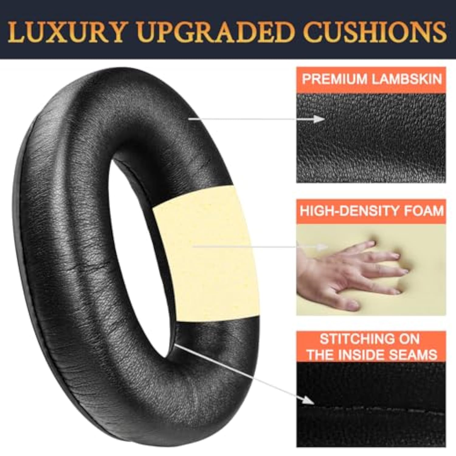 Lambskin Replacement Ear Pads For Bose Aviation X A10/A20 Headset, Earpads Cushions With High-Density Noise Isolation Foam - Black