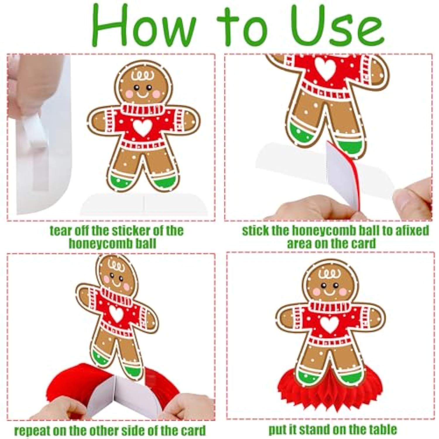 Christmas Honeycomb Centerpieces 12Pcs Gingerbread Man Party Table Centerpieces Gingerbread Party Decorations Merry Xams Snowflake Centerpieces For Winter Holiday Favor Supplies