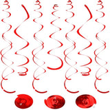 24 Pcs Red Hanging Swirl, Sparkle Ceiling Hanging Decorations, Plastic Streamer Party Decorations With Double-Swirls And Single-Swirls For Birthday Decorations,Graduation, Anniversary, Valentine'S Day