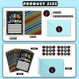 24 Pack Bounce House Birthday Invitations Jumping Party Invitation Cards, 24 Pack Jump Sticker Labels, 24 Envelopes Trampoline Jump Party Supplies For Boys Girls Kids Birthday Party