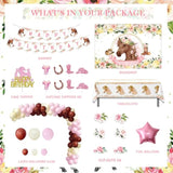 Horse Party Decorations For Girl, Floral Pink Brown Horse Western Themed Birthday Decorations Backdrop Balloon Garland Cutout Happy Birthday Banner Tablecloth Cake Cupcake Topper