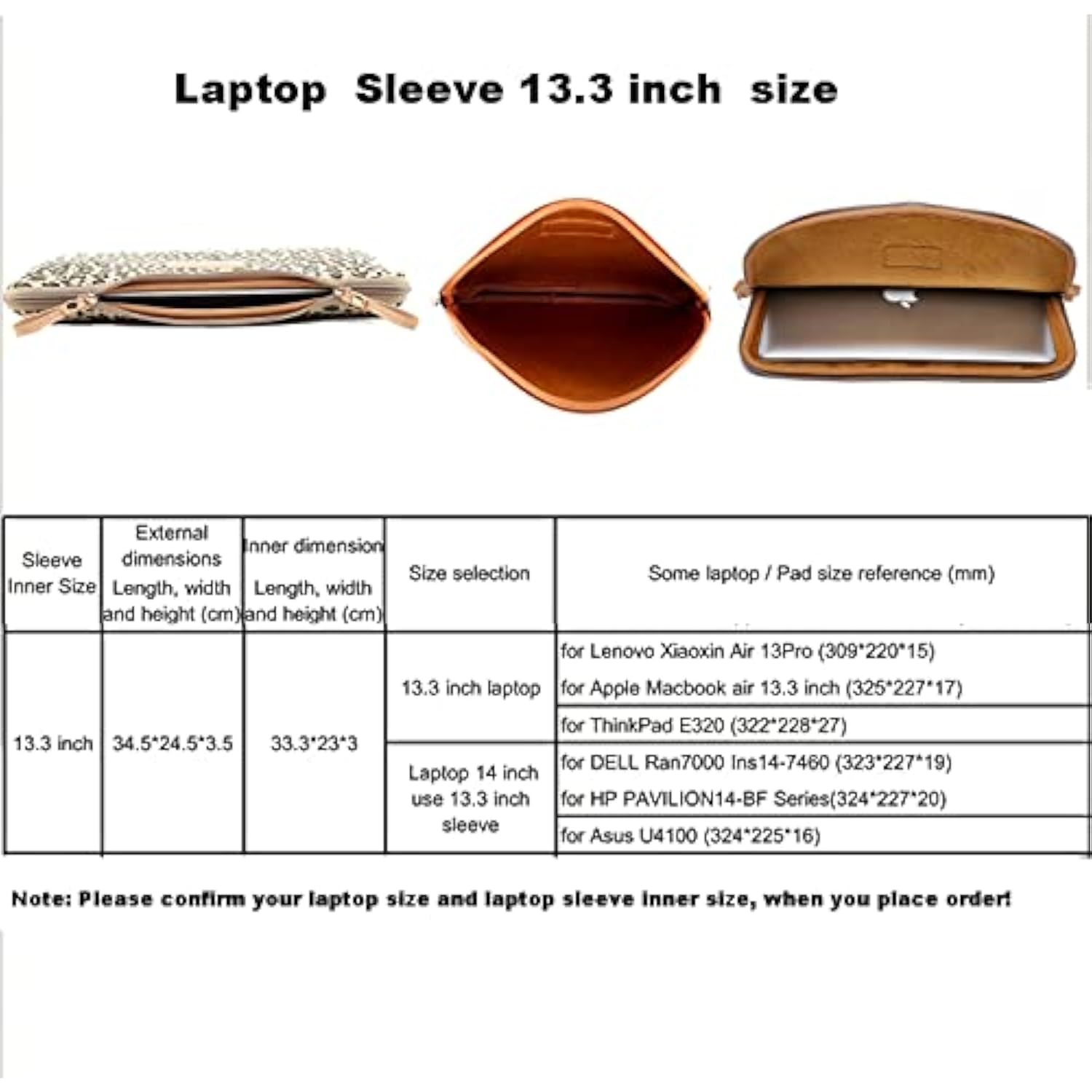 XSKN 13 inch Yellow Cheetah Zipper Canvas Fabric Stylish Leopard's Spots Print Style Laptop Sleeve for MacBook/Dell/HP/Lenovo/Sony/Toshiba/Acer/Samsung/Haier etc.