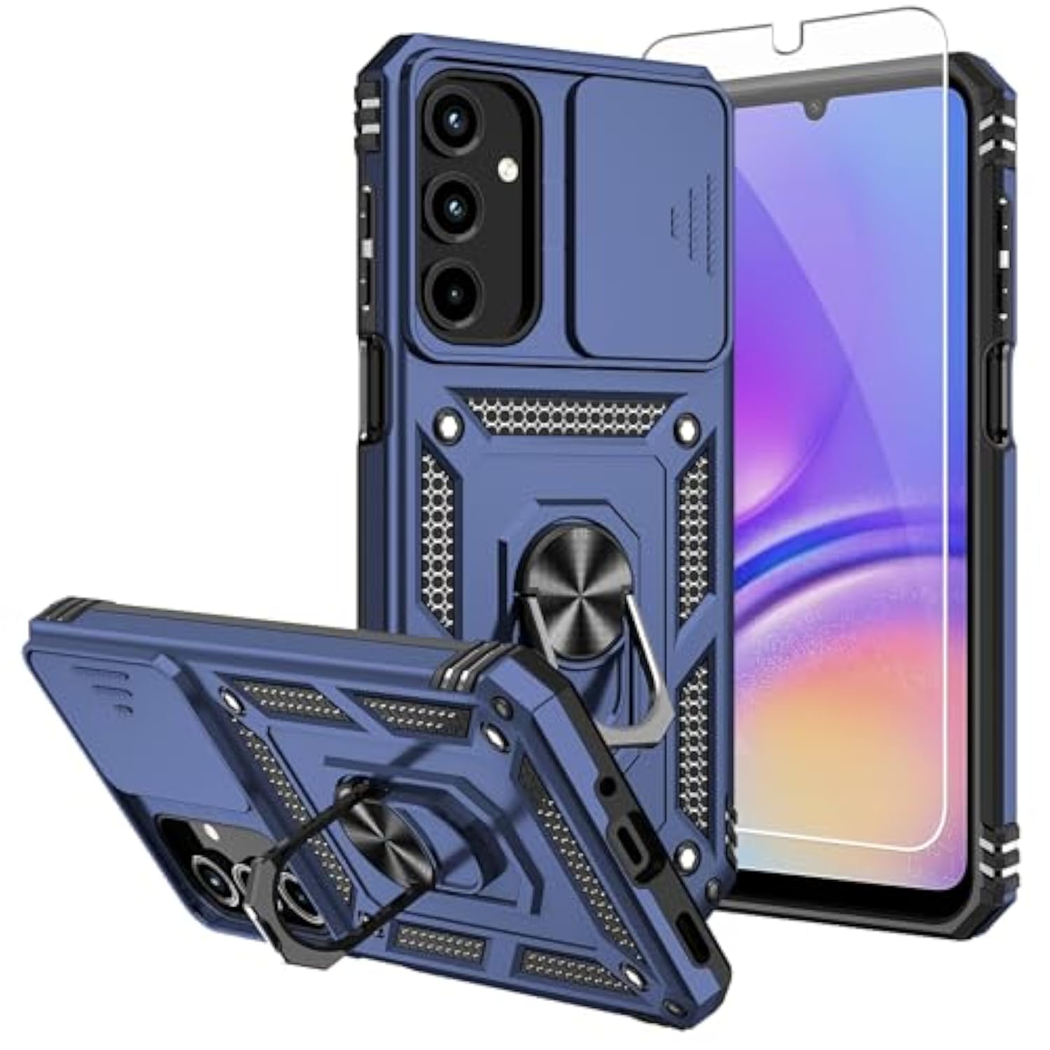 Blue Samsung Galaxy A16 5G Case with Screen Protector Camera Cover Kickstand