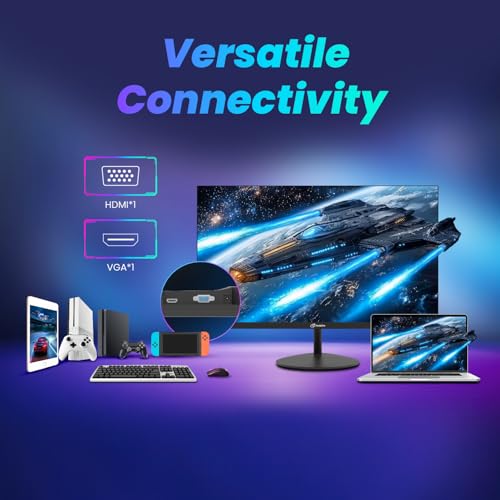 22 Inch 100Hz Monitor, Full Hd (1920 X 1080P) Computer Monitor, 105% Srgb, 3000:1 Contrast, 3-Sided Frameless, Ultra Slim, Vesa, Lowblue Mode, Tilt Adjust, Hdmi *1, Vga*1