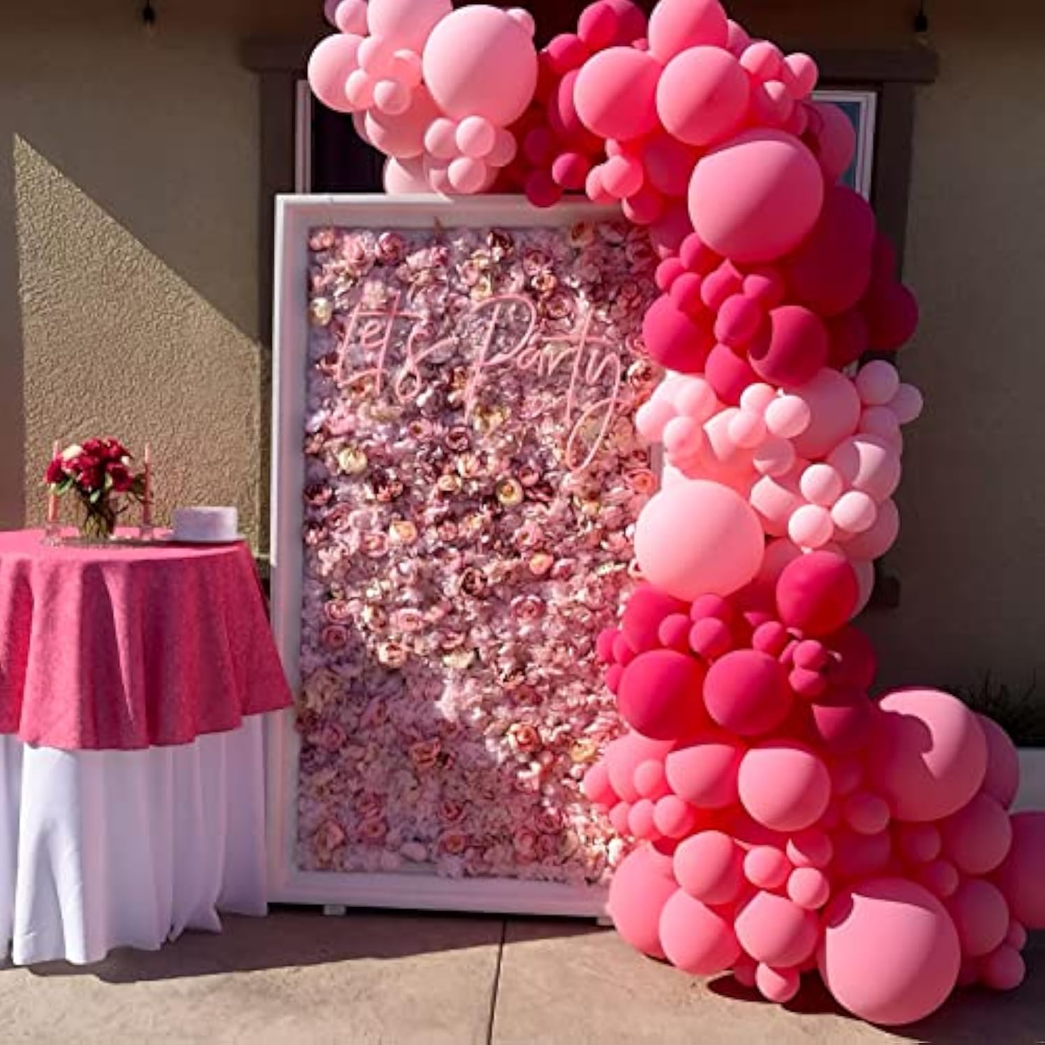 105Pcs Hot Pink Balloons 12Inch Dark Pink Balloons For Birthday Gradua