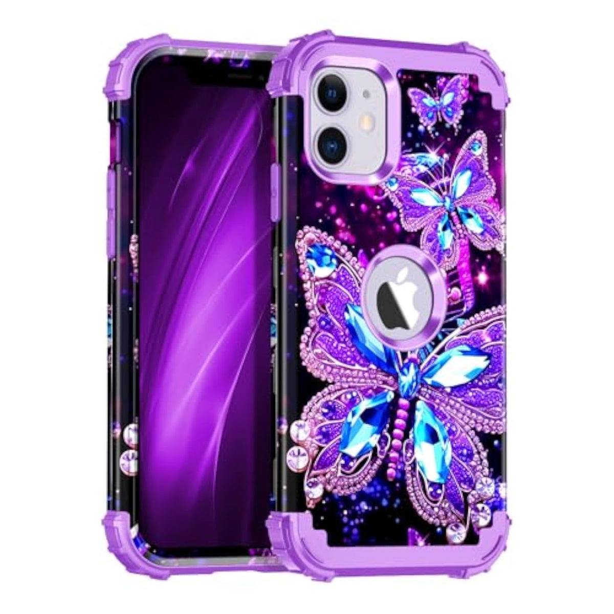 Glow in the Dark Heavy Duty Shockproof Case for Apple iPhone 11 6.1 inch, Compatible with iPhone 11 Case, Three Layer Full Protection Hard Plastic Bumper+Soft Silicone Protective Case