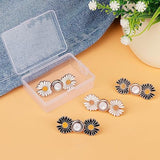 Pant Waist Tightener, Detachable Jean Buttons For Loose Jeans, No Sew And No Tools Button Pins For Jeans, Adjustable Jean Buttons Pins, Daisy Flower Instant Pants Button Tightener 4 Sets