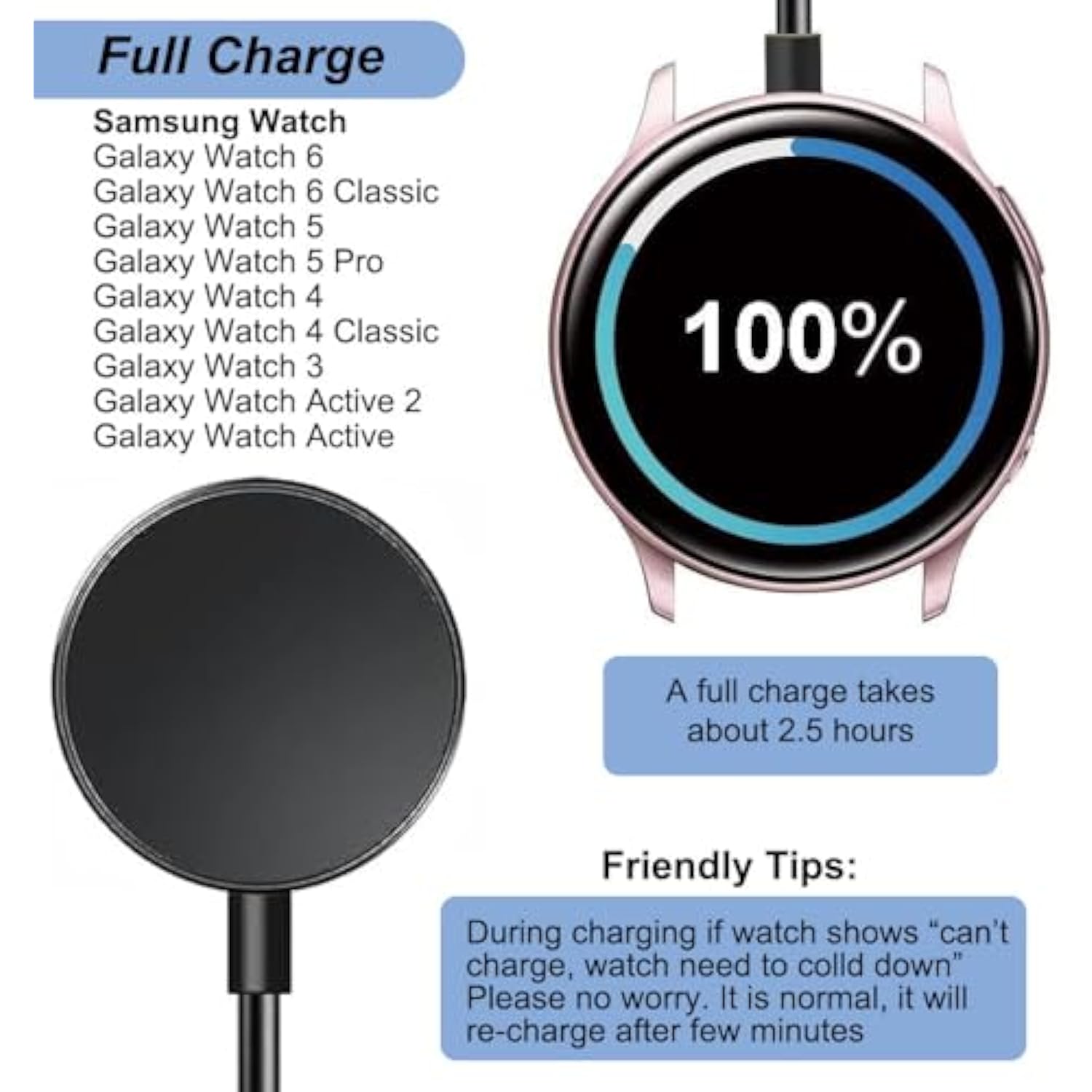 Charger For Samsung Galaxy Watch 6/6 Classic/5/5 Pro/4/4 Classic/3/Active 2/Active, Replacement Smart Watch Charging Cable (Usb Type C)