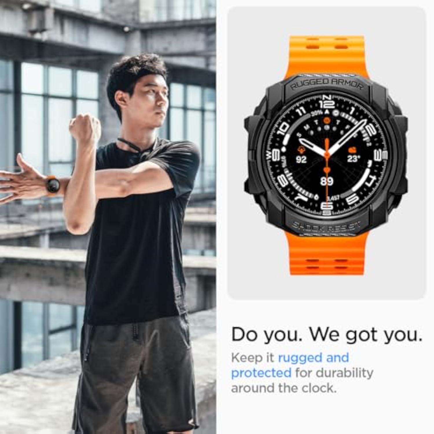 Spigen Rugged Armor Designed for Samsung Galaxy Watch Ultra Case 47mm Durable TPU Cover (2024) - Matte Black