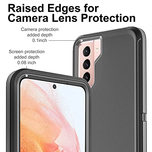 For Galaxy S21 Case, S21 Case With Self Healing Flexible Tpu Screen Protector [2 Pack], 3 In 1 Heavy Duty Protection Case For Galaxy S21 5G (Black/Grey)