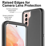 For Galaxy S21 Case, S21 Case With Self Healing Flexible Tpu Screen Protector [2 Pack], 3 In 1 Heavy Duty Protection Case For Galaxy S21 5G (Black/Grey)