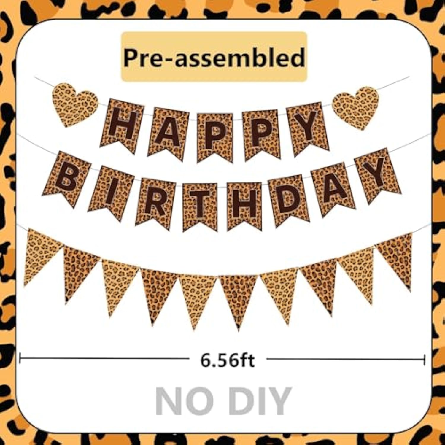 Cheetah Print Leopard Happy Birthday Banner for Girls and Women Party Decor