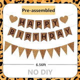 Cheetah Print Leopard Happy Birthday Banner for Girls and Women Party Decor