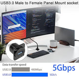 Usb3.0 Male To Female Panel Mount Adapter 5Gbps Usb Plug To Socket Conversion