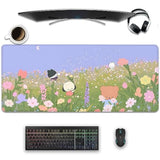 Flower Desktop Mouse Pad, Cartoon Kawaii Nature Desk Mat For Desktop, Keyboard And Gaming Mouse Pad (27.5X11.8 In)