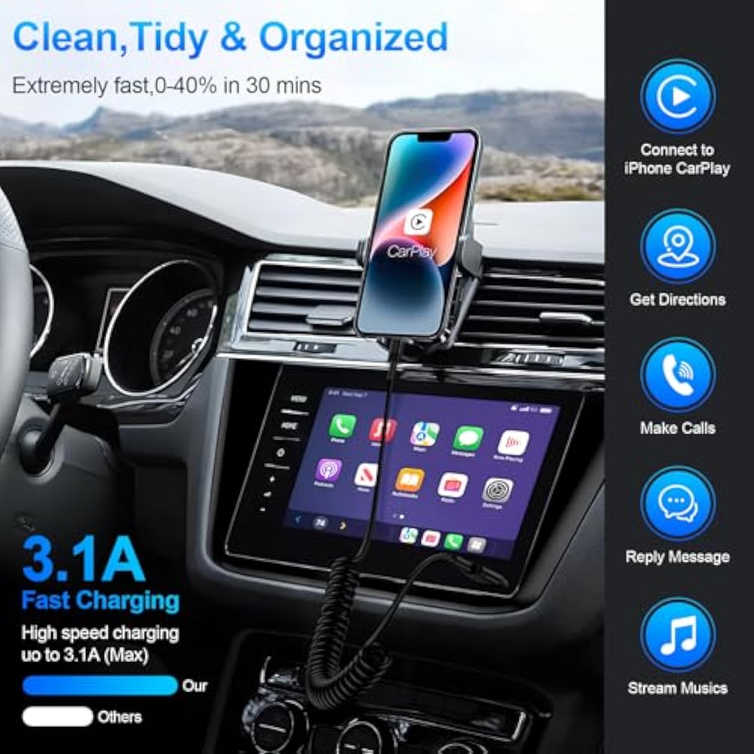 Coiled Lightning Iphone Charger Cord Fast Charging 6Ft/2Pack [Apple Mfi Certified] Compatible With Iphone 14 13 12 11 Pro Max Xr Xs X 8 7 6 Plus Se,Ipad,Ipod,Retractable Car Charger Carplay Long Cable