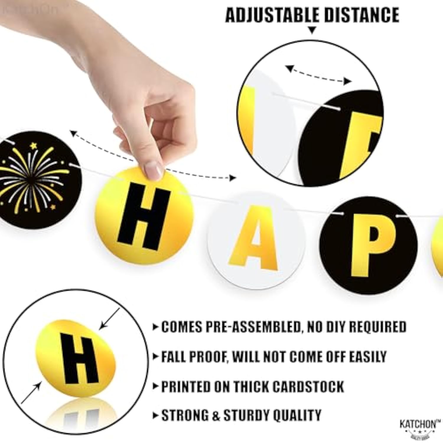 10ft Shiny Happy New Year 2026 Banner Garland Party Decorations No DIY