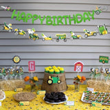 Lawnmower Birthday Party Decorations - 2 Pcs Pre-Strung Lawn Mower Happy Birthday Banner For Boy, Green Tractor Party Supplies For Kids, Glitter Letters Banners Garland Ceiling Wall Decor