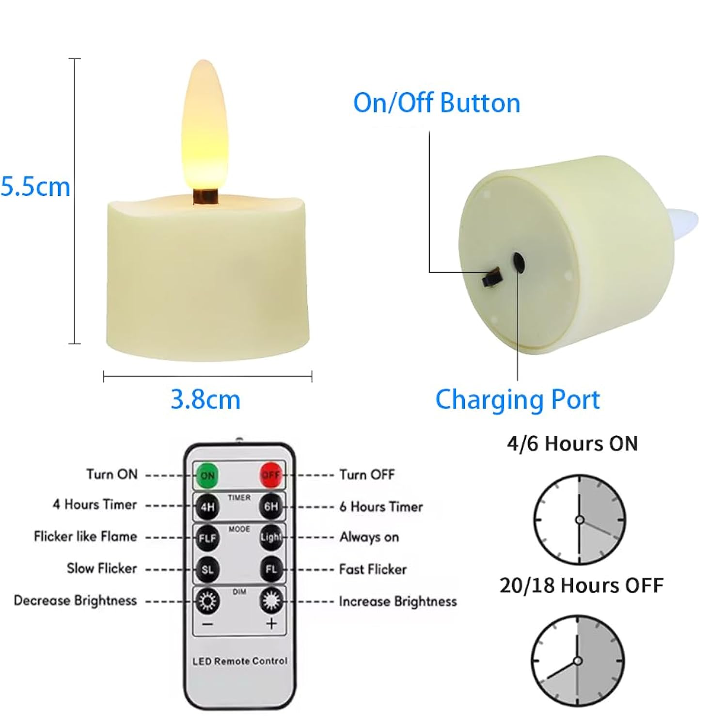Rechargeable Tea Light Candles with Timer & Remote Function, Small Flameless LED Votive Tealight 4/6 Hours Timer Ivory for Home Xmas Halloween Decor Seasonal, 6-Pack