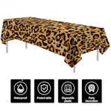Leopard Print Party Tablecloths Supplies, Disposable Cheetah Print Party Decorations Table Cover, Safari Animal Leopard Theme Birthday Baby Shower Table Cloths, 3 Pack, 54In X 108In