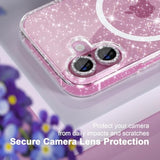 For Iphone 16 Case Magnetic, Women Clear Glitter Bling Sparkly Case, [2Xdiamond Camera Lens Protectors] [2Xtempered Glass Screen Protectors] [Compatible Magsafe] 6.1" (Glitter Clear)