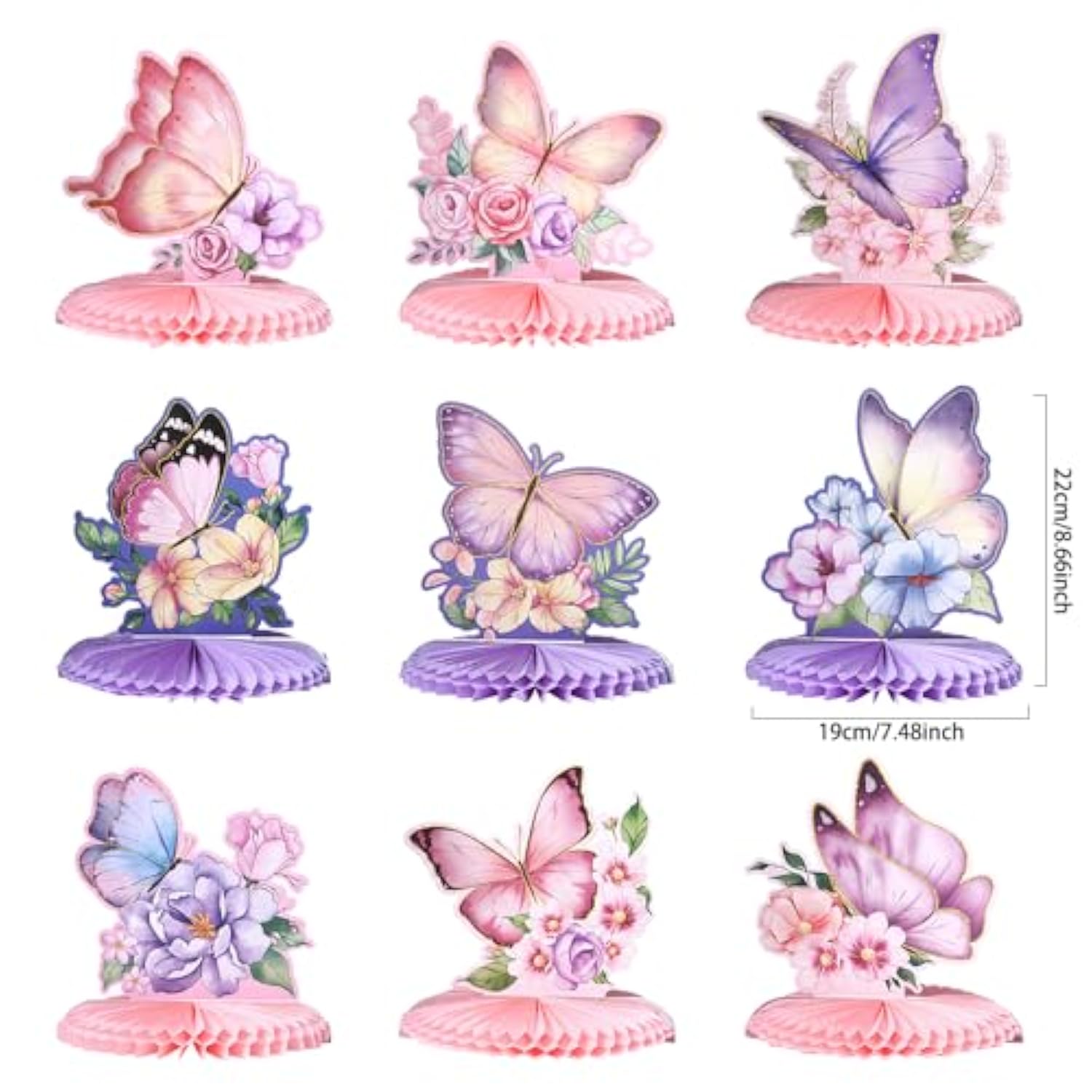 9 Pieces Butterfly Centerpieces For Tables Butterfly Birthday Party Decorations Butterfly Honeycomb Table Centerpiece For Baby Shower Weddingbutterfly Themed Tablespring Summer Garden Party Decor (9)