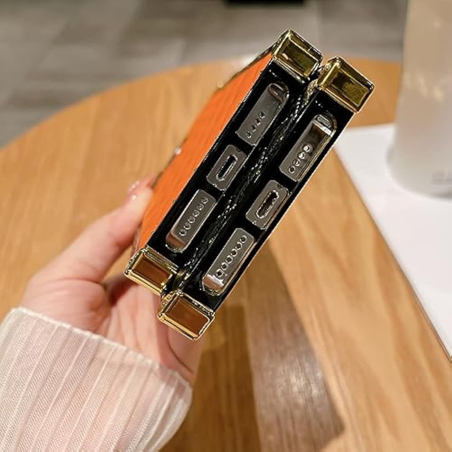 For Iphone 15 Pro Max Case For Women,Cute Luxury Golden Decoration Corner Soft Tpu Bumper Elegant Shockproof Pu Leather Back Girls Protective Phone Case For Iphone 15 Pro Max 6.7 Inch (Black)