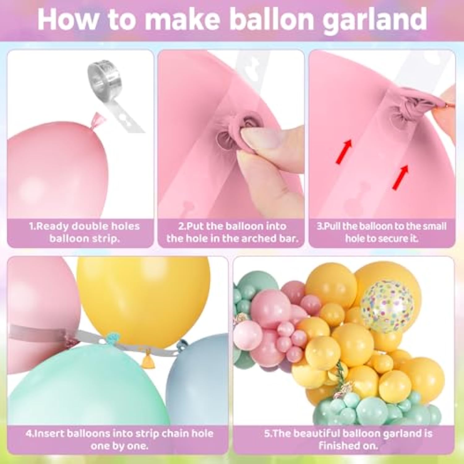 149Pcs Pastel Rainbow Pink Purple Yellow Orange Balloon Garland Kit Different Sizes 18 12 10 5Inch, 6Pcs 18” Easter Confetti Balloons For Baby Shower Wedding Birthday Party Decorations