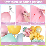 149Pcs Pastel Rainbow Pink Purple Yellow Orange Balloon Garland Kit Different Sizes 18 12 10 5Inch, 6Pcs 18” Easter Confetti Balloons For Baby Shower Wedding Birthday Party Decorations