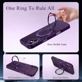 Strong Magnetic For Iphone 16 Plus Case With Stand,Fit For Magsafe,360°Rotatable Ring Designed,Translucent Matte Texture Protective Military Grade Shockproof,All Purple