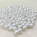 100Pcs 14Mm. Shank White Round Half Domed Resin Plastic Pearl Buttons