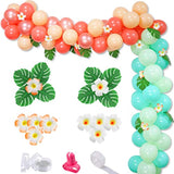 Tropical Luau Balloon Arch Kit with Palm Leaves & Plumeria