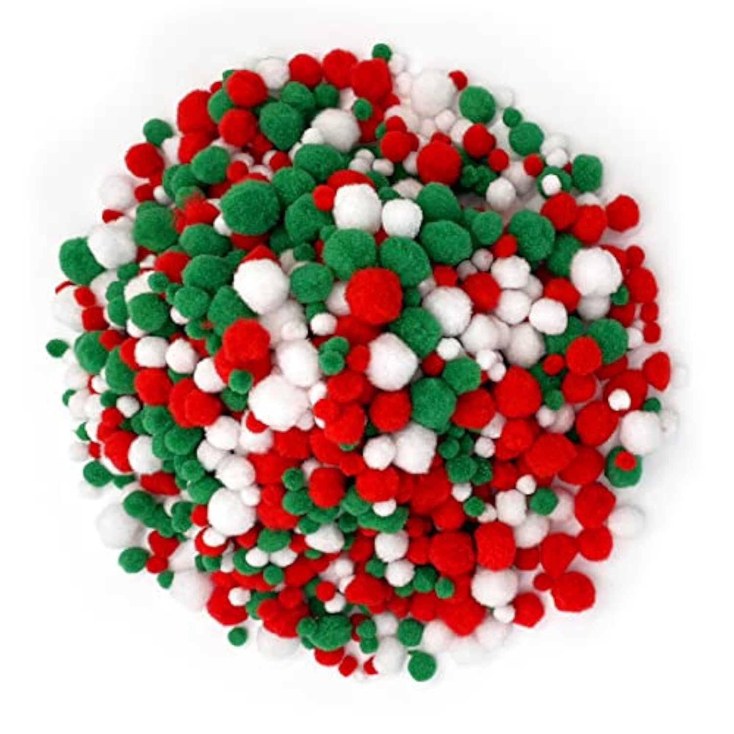 1200 Pieces Christmas Pom Pom Fluffy Pom Poms Mini Pom Balls For Craft Making And Christmas Decorations (4 Sizes, White, Green, Red)