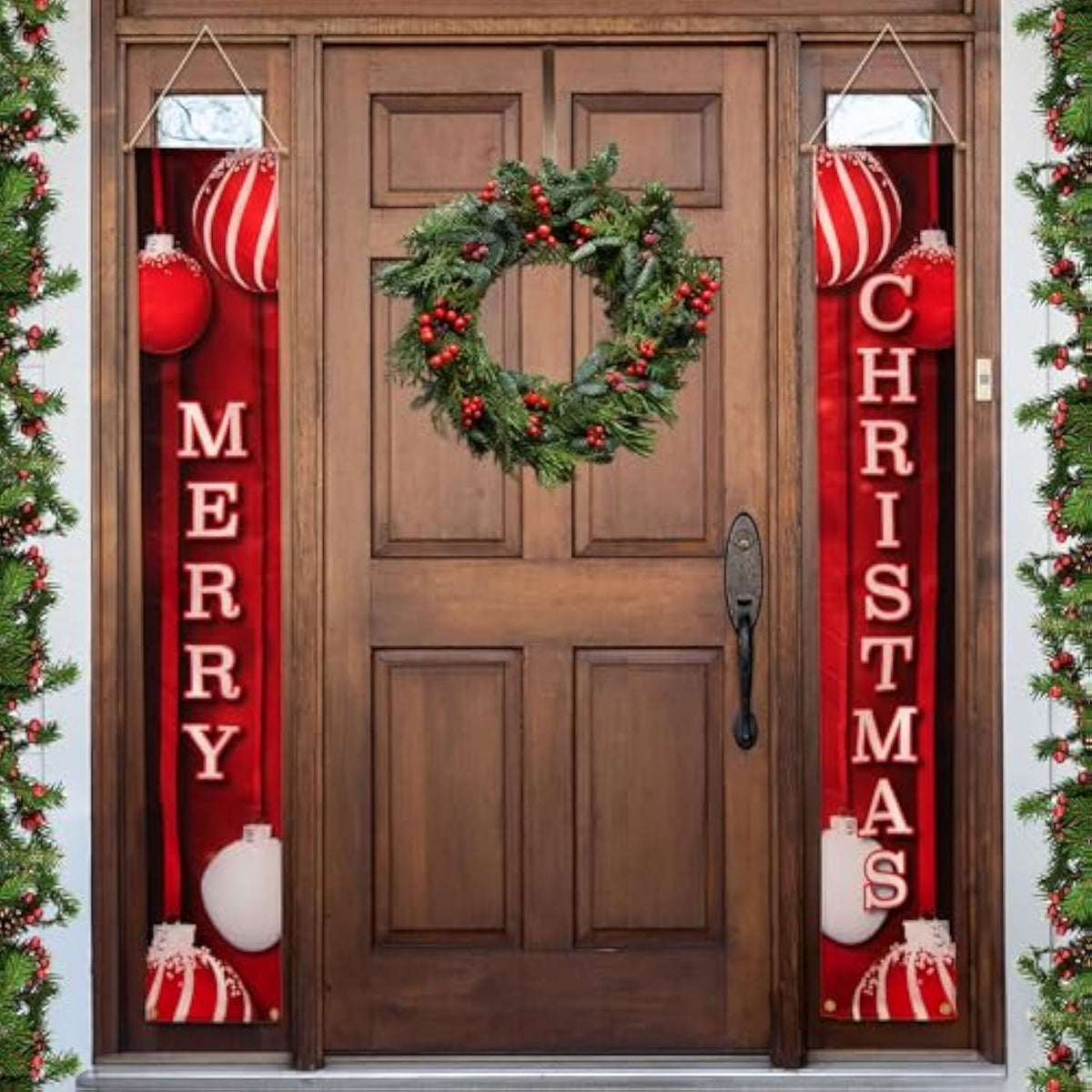 12" X 72" Merry Christmas Ornament Banners - Festive Holiday Window Decor
