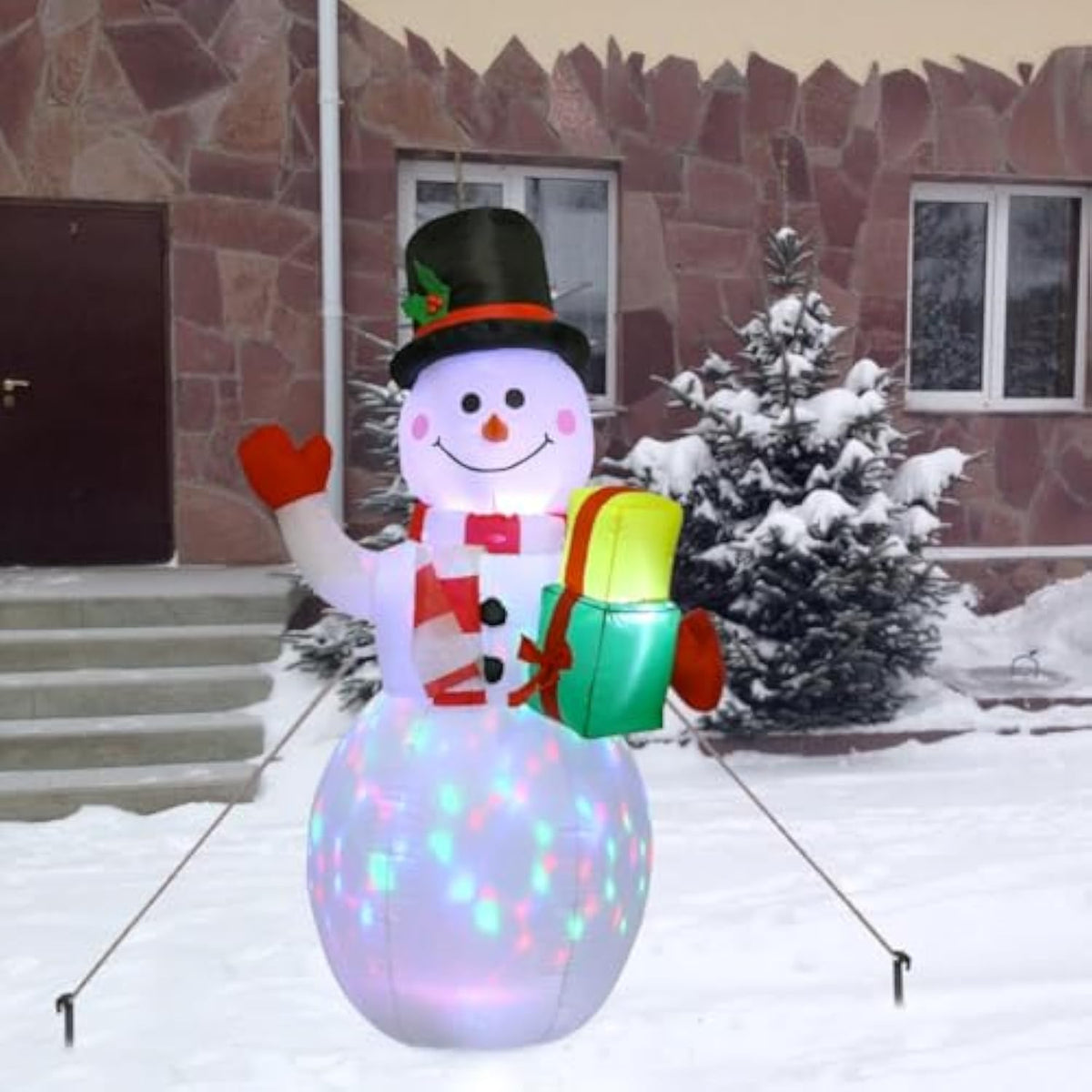 5Ft Inflatable Christmas Snowman With Led Lights, Outdoor Holiday Yard Decoration