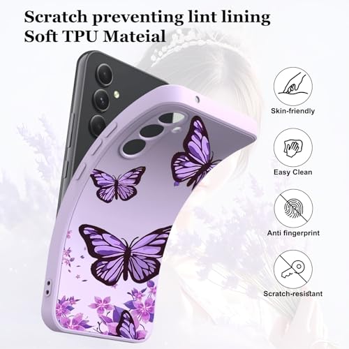 for Galaxy A17 5G with 2 PCS Screen Protectors,Soft Liquid Silicone Anti-Scratch Protective Shockproof Florals Cover Girls Women  Galaxy A17
