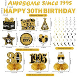 11-Pc Black & Gold 30th Birthday Décor Kit with Banners & Centerpieces