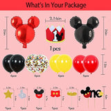 58-Pc 1st Mouse Birthday Party Set Banner, Tablecloth, Balloons & Cupcake Toppers