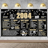 21st Birthday Banner — Black & Gold “Back in 2004” Photo Backdrop for Men & Women