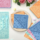 100 Pcs Western Party Bandana Napkins 2 Ply Disposable Paisley Print Scalloped Lunch Paper Napkins Bulk For Cowboy Cowgirl Birthday Wedding Party Supplies