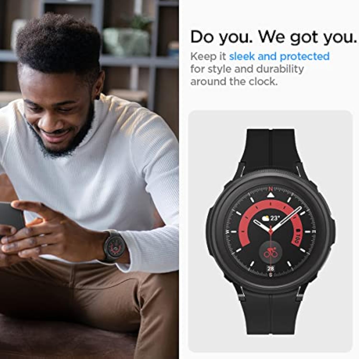 Spigen Liquid Air Designed for Samsung Galaxy Watch 5 Pro Case 45mm (2022) - Matte Black