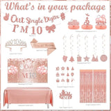 10Th Birthday Decorations For Girls Rose Gold, Peace Out Single Digits Party Decor, Double Digits Party Supplies With Out Single Digits I’M 10 Banner Sash Tiara Backdrop Tablecloth Number 10 Balloon