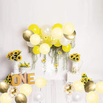 Yellow White Gold Confetti Balloons - 60 Pack 12 Inch Pastel Yellow Latex Party Balloon For Sunflower Honeybee Theme, Birthday, Baby Shower, Wedding Decorations
