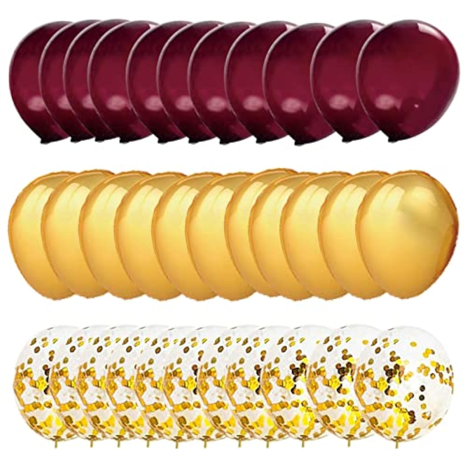 Maroon & Gold Party Balloons (30pcs) – Graduation 2025, Birthday, Bridal Shower, Wedding Decor