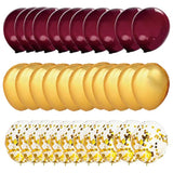 Maroon & Gold Party Balloons (30pcs) – Graduation 2025, Birthday, Bridal Shower, Wedding Decor